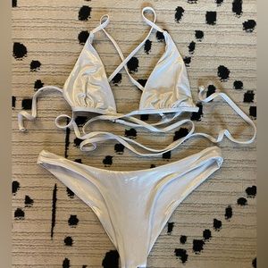 Dippin daisy metallic sliver bikini